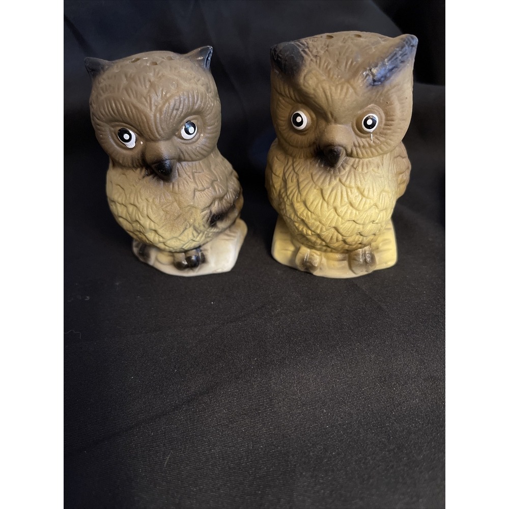 Vintage‎ Owl Salt & Pepper Shakers Ceramic